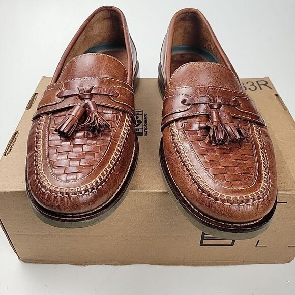 HS Trask Moc Toe Tassel Loafer Basket Weave Driving Heel 3243 Men\'s Size 11 M main image 7